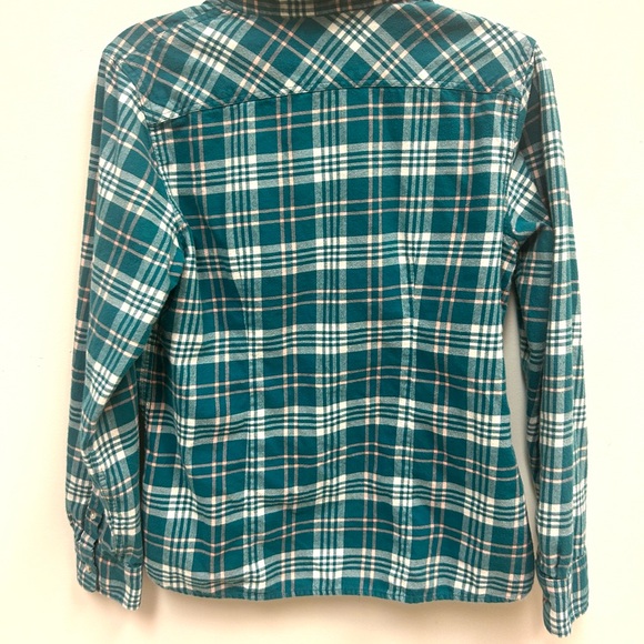 LL bean button down shirt WOMENS XS green plaid 100% cotton flannel warm preppy - Picture 9 of 11